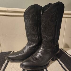 Ariat Black Embossed Leather Western Boots